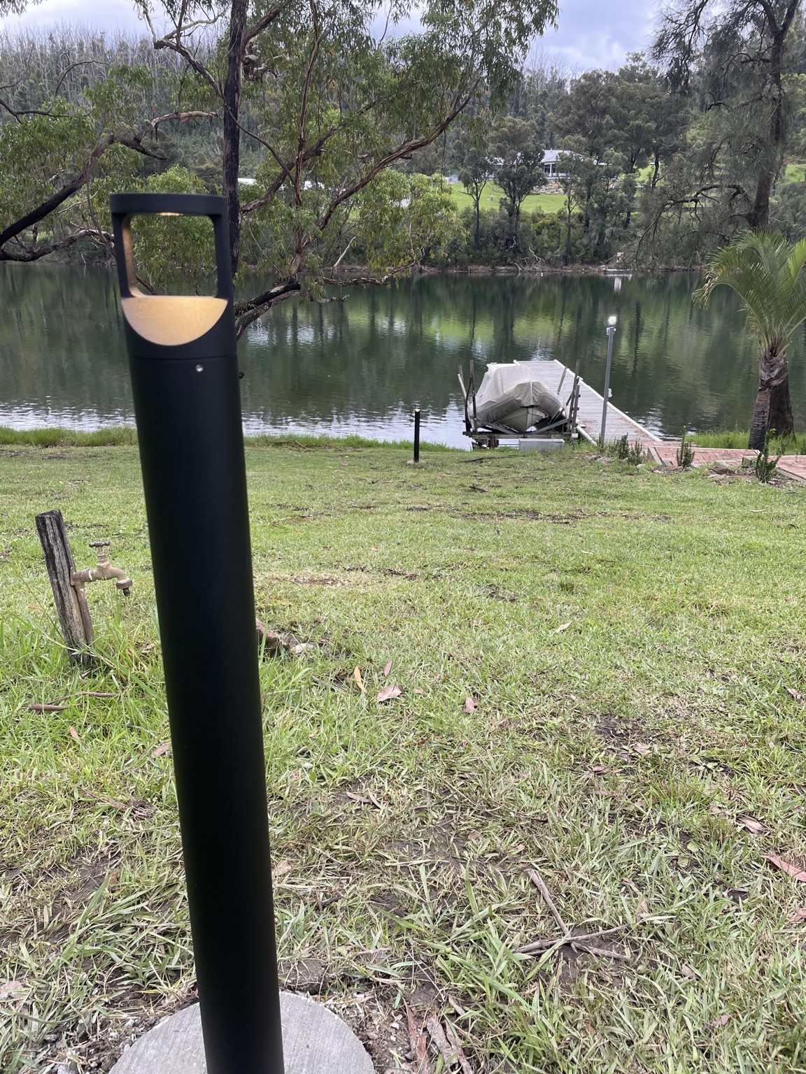 Outdoor bollard lighting installation